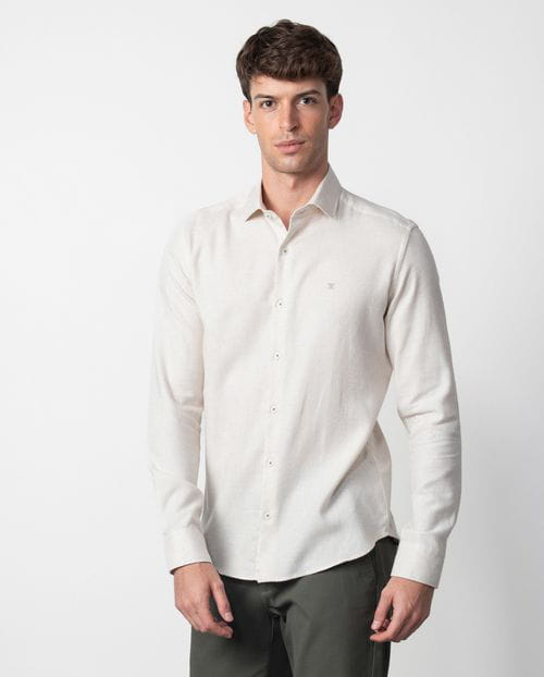 Etiem Camisa Sport Slim Fit En Una Patita De Gallo De Algodón-tencel