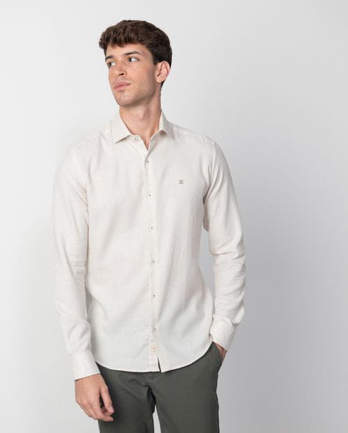 Etiem Camisa Sport Slim Fit En Una Patita De Gallo De Algodón-tencel