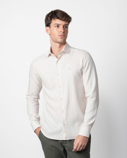 Etiem Camisa sport slim fit en una patita de gallo de algodón-tencel