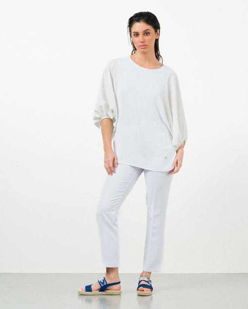 Etiem Camiseta Combinada De Manga Fruncida Abullonada