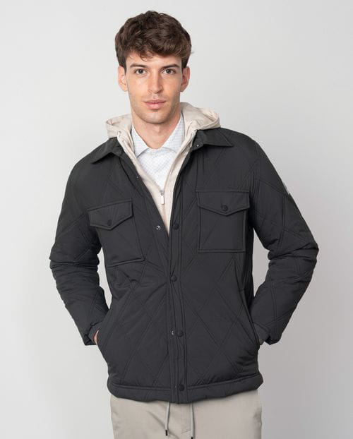 Etiem Cazadora Acolchada De Rombos Con Cuello Camisero Y Bolsillos