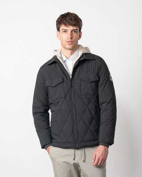 Etiem Cazadora acolchada de rombos con cuello camisero y bolsillos