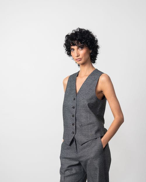 Etiem Chaleco De Botones En Franela Con Cuadro Gales