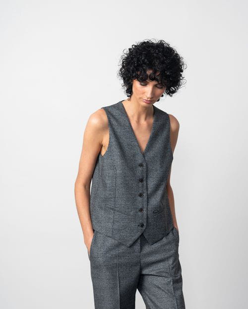 Etiem Chaleco De Botones En Franela Con Cuadro Gales