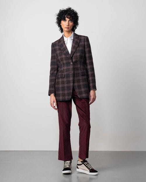 Etiem Chaqueta Americana Entallada En Cuadro Tartán