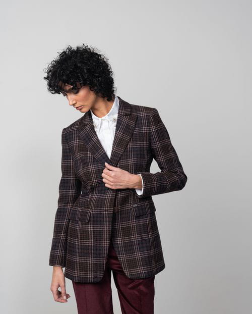 Etiem Chaqueta Americana Entallada En Cuadro Tartán