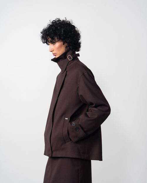 Etiem Chaqueta amplia de cuello chimenea en sarga afranelada