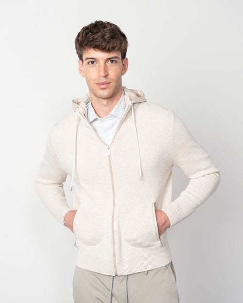 Etiem Chaqueta-cazadora De Punto Tricot Con Cierre De Cremallera Y Capucha Desmontable