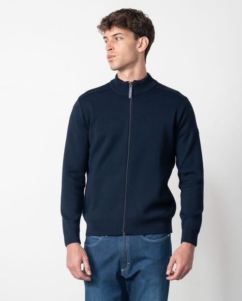 Etiem Chaqueta-cazadora en punto cerrojillo con cremallera y cuello alto