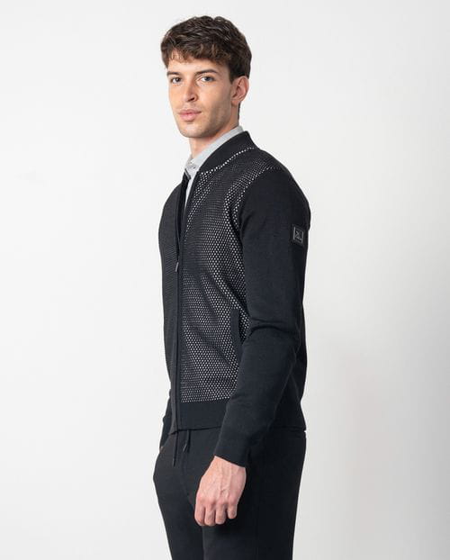 Etiem Chaqueta Combinada De Cremallera En Punto De Lana Mezcla `estilo Bomber´