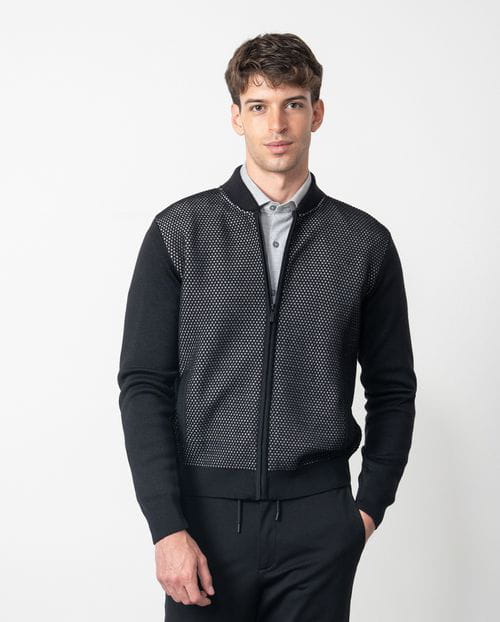 Etiem Chaqueta Combinada De Cremallera En Punto De Lana Mezcla `estilo Bomber´