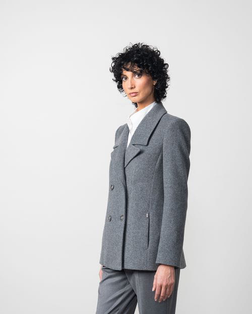 Etiem Chaqueta Cruzada De Muflón Con Solapas Pequeñas