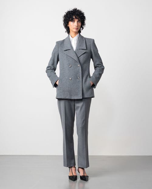 Etiem Chaqueta Cruzada De Muflón Con Solapas Pequeñas