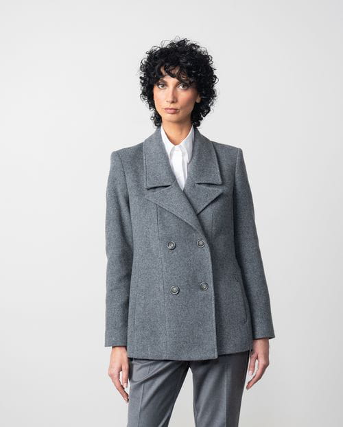 Etiem Chaqueta cruzada de muflón con solapas pequeñas