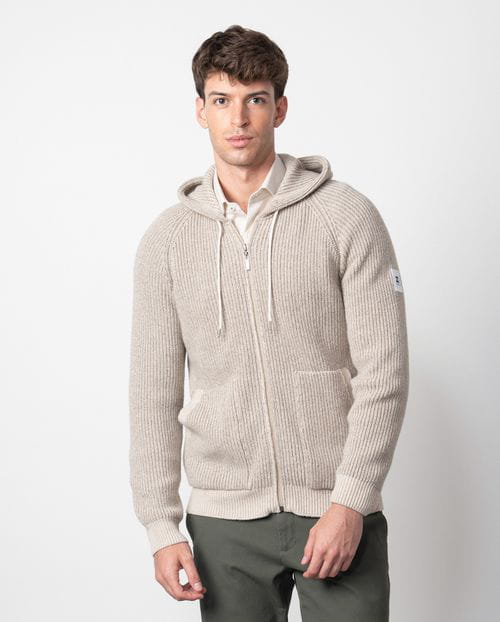 Etiem Chaqueta de punto con capucha bolsillos y cierre de cremallera