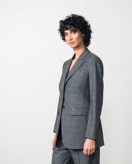 Etiem Chaqueta Entallada En Franela De Cuadro Gales