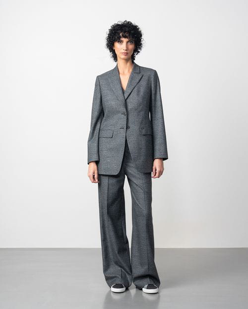 Etiem Chaqueta Entallada En Franela De Cuadro Gales
