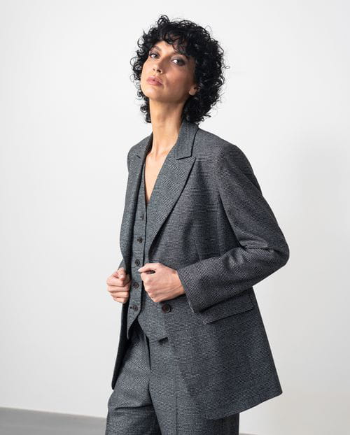 Etiem Chaqueta entallada en franela de cuadro Gales