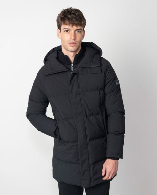 Etiem Chaquetón Largo Acolchado "tipo Puffed" Con Capucha En Tejido Elástico Ultraligero
