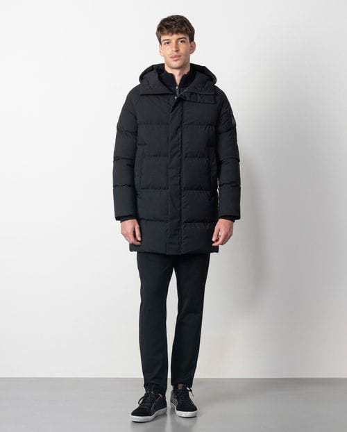 Etiem Chaquetón largo acolchado "tipo puffed" con capucha en tejido elástico ultraligero