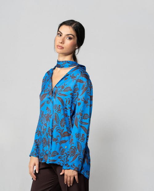 Etiem Blusa Escote Pico Estampada