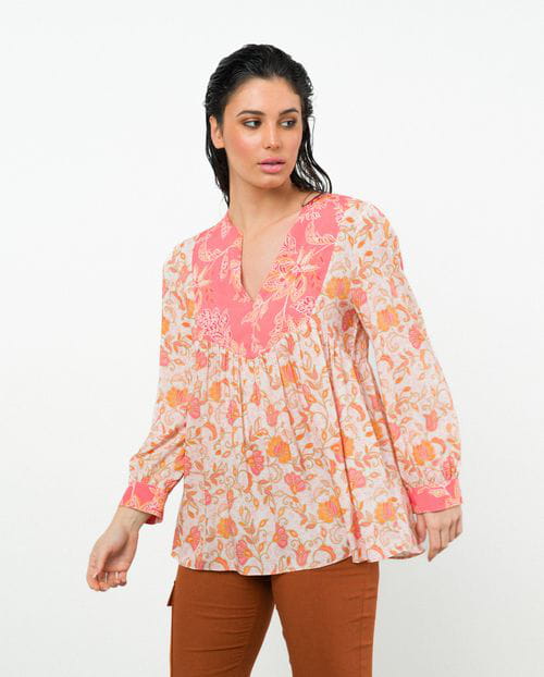 Etiem Blusón Fluido De Estampados Combinados