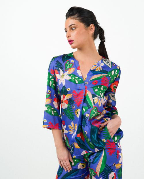 Etiem Blusón Fluido De Satén Estampado