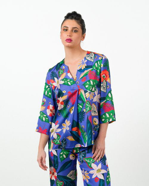 Etiem Blusón Fluido De Satén Estampado