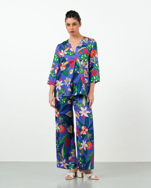 Etiem Blusón fluido de satén estampado