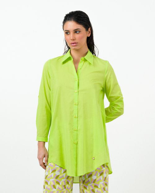 Etiem Blusón largo abotonado en voile de algodón