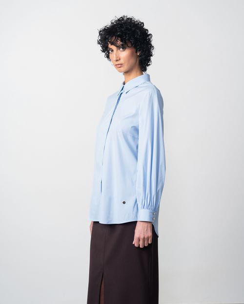 Etiem Camisa De Popelín Suave De Manga Abullonada