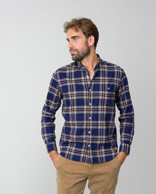 Etiem Camisa Sport Slim Fit En Viyela De Cuadros