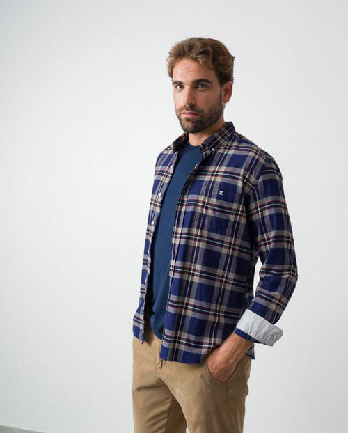 Etiem Camisa Sport Slim Fit En Viyela De Cuadros