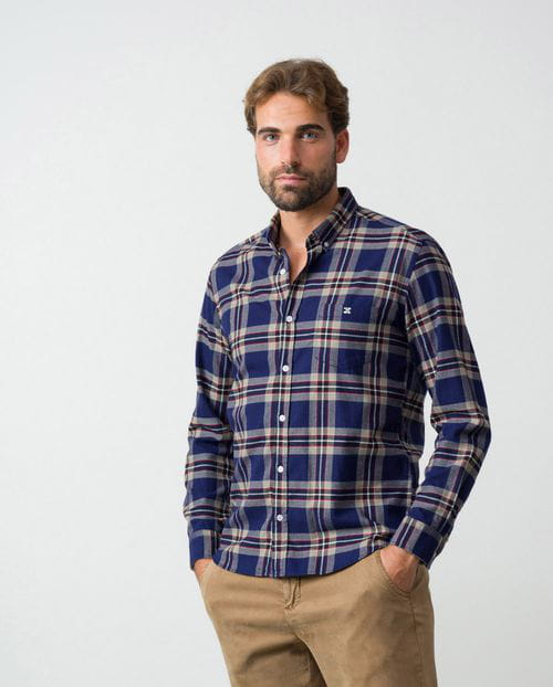 Etiem Camisa sport slim fit en viyela de cuadros