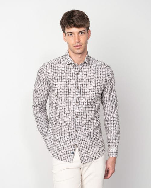 Etiem Camisa sport slim fit estampada en algodón