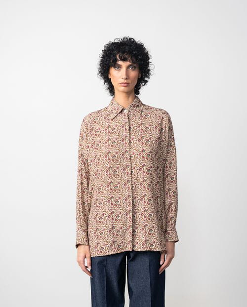Etiem Camisa Suelta Estampada De Manga Caída