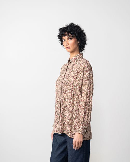 Etiem Camisa Suelta Estampada De Manga Caída