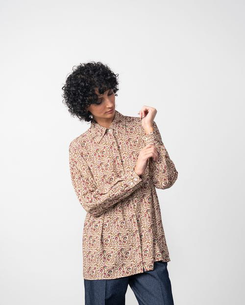 Etiem Camisa Suelta Estampada De Manga Caída