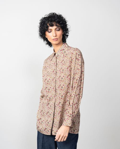 Etiem Camisa suelta estampada de manga caída