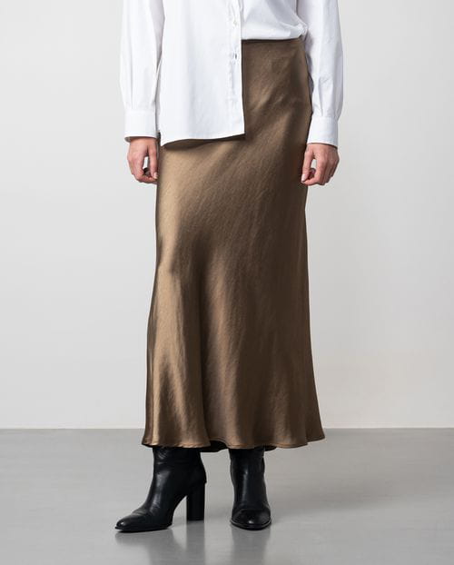 Etiem Falda Midi Satinada Con Cintura Elástica