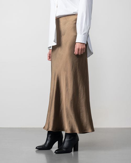 Etiem Falda Midi Satinada Con Cintura Elástica