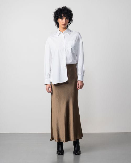 Etiem Falda midi satinada con cintura elástica