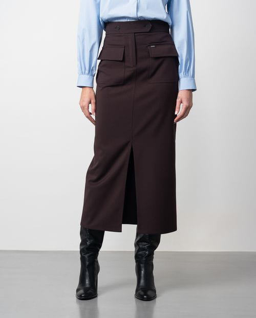 Etiem Falda Recta De Franela Con Abertura Delante