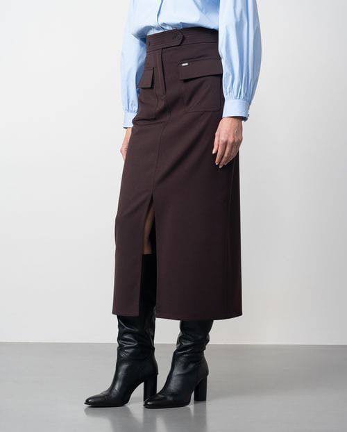 Etiem Falda Recta De Franela Con Abertura Delante