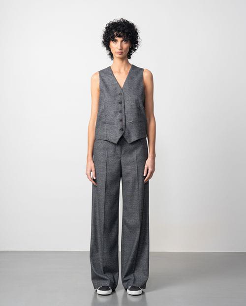 Etiem Pantalón ancho en franela de cuadro de Gales