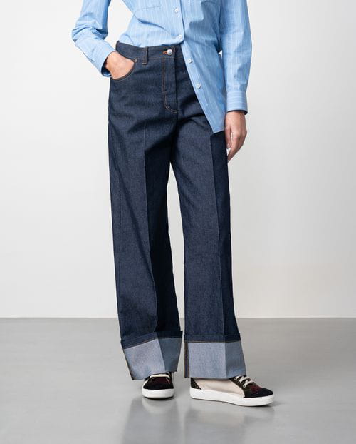 Etiem Pantalón Tejano Ancho Con Vuelta