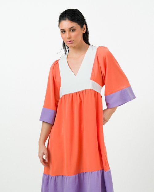 Etiem Vestido Midi De Paneles Contrastados