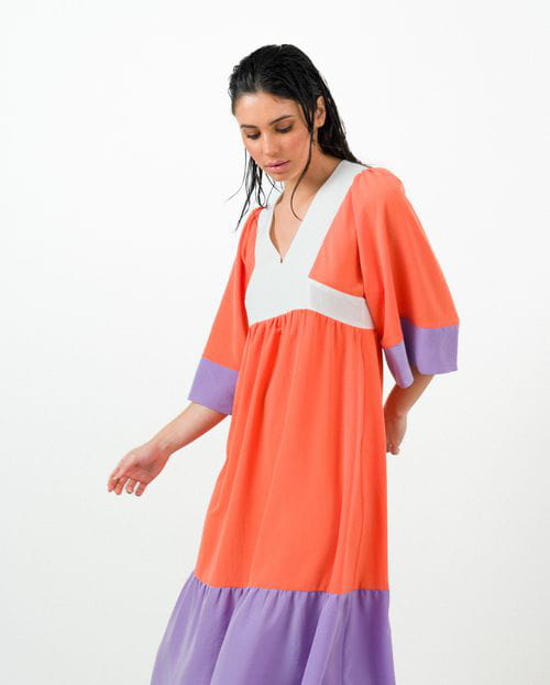 Etiem Vestido Midi De Paneles Contrastados