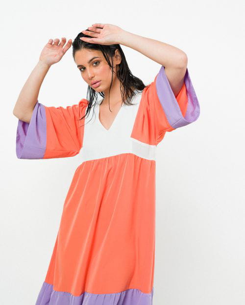 Etiem Vestido Midi De Paneles Contrastados