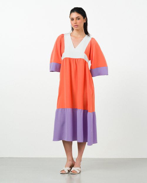 Etiem Vestido midi de paneles contrastados